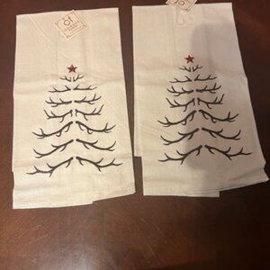 Set Of 2 C&F Enterprises Christmas Flour Sack Towels With Tree Design‎ cotton